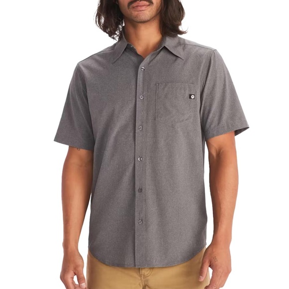 Marmot Men's Casual Button Down Shirt Short Sleeve Gray size Medium - Picture 1 of 13